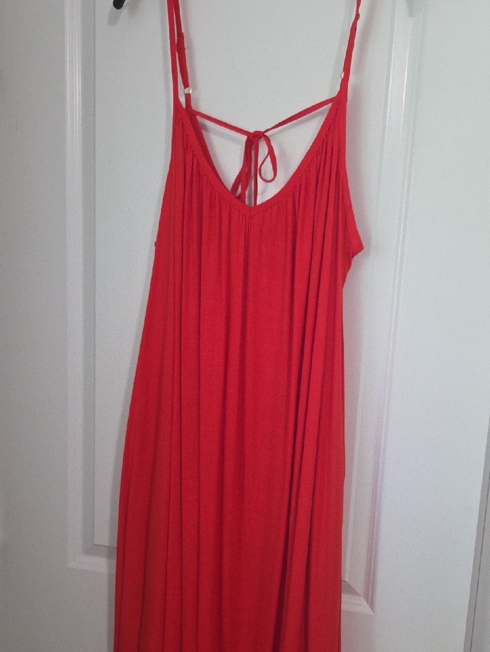 Ava & Viv Reddish Orange Spaghetti-Strap Maxi Dress with Tie-Back